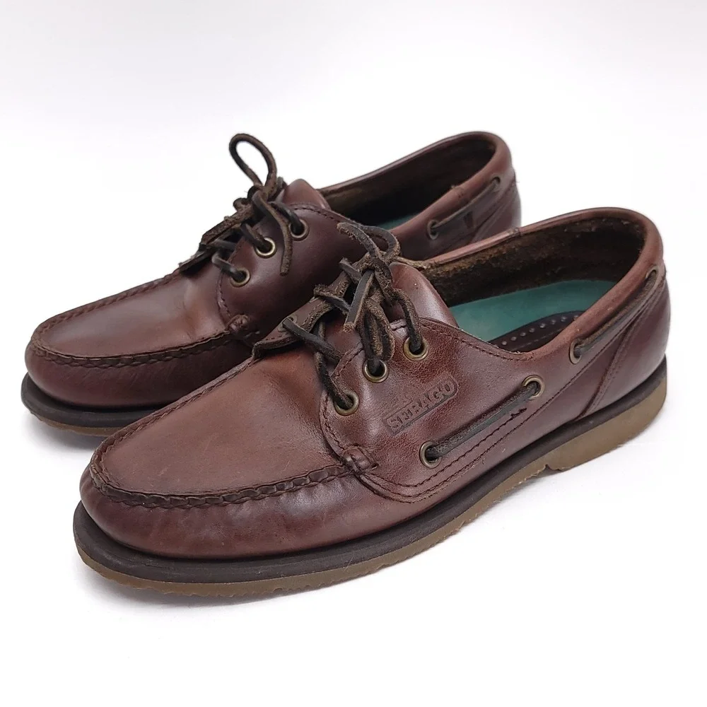 Sebago Docksides Boat Deck Shoes Mens‎ 7 M Brown Leather USA